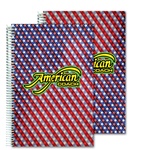 Lenticular 6 x 9 inches 3D notebook with American flag stars and stripes, red, white, and blue, color changing flip