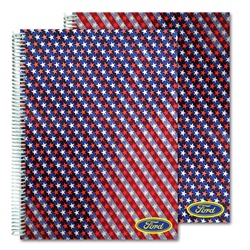 Lenticular 8 x 11 inches 3D  notebook with American flag stars and stripes, red, white, and blue, color changing flip