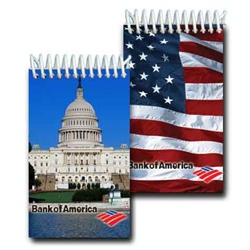 Lenticular mini notebook with Washington, DC capitol building and USA American flag, flip