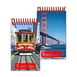 Lenticular mini notebook with San Francisco trolley cable car, Golden Gate Bridge, flip