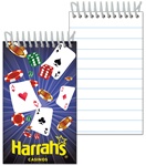 3D Lenticular mini notebook with Las Vegas casino gambling cards, dice, and chips, depth