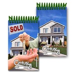 Lenticular mini notebook with real estate realtor hands sold keys to buyer of house, flip