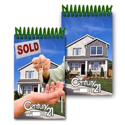 Lenticular mini notebook with real estate realtor hands sold keys to buyer of house, flip