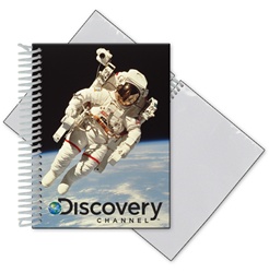 Lenticular photo album with NASA astronaut floats in Earth orbit with a satellite and the Moon, depth