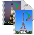 Lenticular photo album with Eiffel Tower in Paris, France, Europe at day and night, flip
