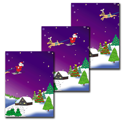 ChirstmasLenticular Stock Post Cards 6 x 4 Inchs with Christmas Trees and Santa