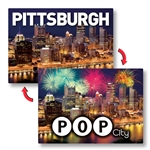 Lenticular Postcards with custom images of Pittsburgh.