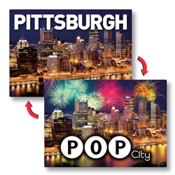 Lenticular Postcards with custom images of Pittsburgh.