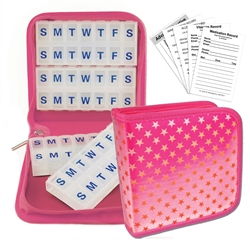 Pill Vitamin Lenticular Organizer Pink Stars