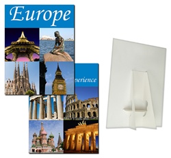 Lenticular POP sign with custom design, experience Europe, Parthenon, Coliseum, Taj Mahal, flip