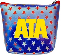 Lenticular zipper purse with USA flag, stars and stripes, color changing flip