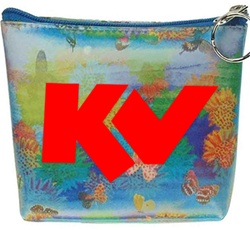Lenticular zipper purse with cute spring flowers and butterflies, flip with