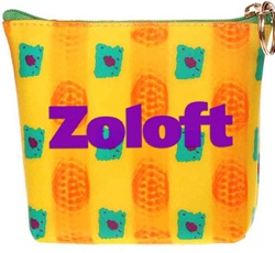Lenticular zipper purse with orange balls and green squares move in front of a yellow background