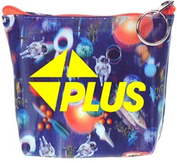 Lenticular zipper purse with universe space ships, planets, comets and asteroids, depth