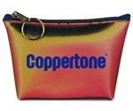 Lenticular zipper purse with red, yellow, and black gradient, color changing