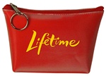 Lenticular zipper purse with red and white gradient, color changing