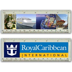 Lenticular acrylic ruler with custom design, Royal Caribbean International, large luxurious cruise ship in the open ocean, flip