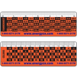 Lenticular conversion ruler with farenheit to celcius temperature chart, flip