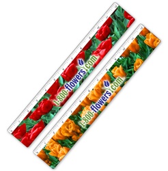 Lenticular 12" Ruler with Flip Effect design of red roses and orange tulips. By Lantor, Ltd. - Lenticular Printing