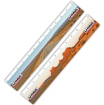 Lenticular PET 12" ruler with Monument Valley in Utah, wide open road, red clay rocks, plateaus, and tumbleweeds