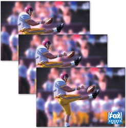 Lenticular sticker with custom design, FOx Sports Net, Washington Redskins NFL player punts the football, animation