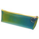 Lenticular pencil case with yellow, blue, and green, color changing