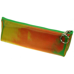 Lenticular pencil case with yellow, red, and green, color changing with