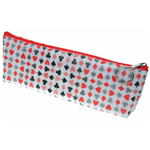 Lenticular pencil case with playing cards with clubs, spades, diamonds, and hearts, color changing flip
