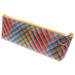 Lenticular pencil case with vibrant colorful plaid pattern, color changing