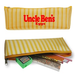 Lenticular pencil case with yellow and white stripes, animation