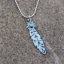 Turquoise Feather Necklace