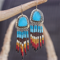 Dangling Beaded Turquoise Earrings