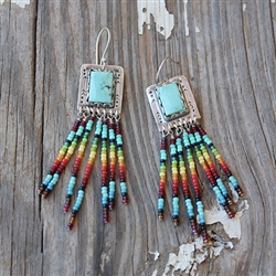 Dangling Beaded Turquoise Earrings 2