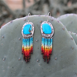 Dangling Beaded Turquoise Earrings