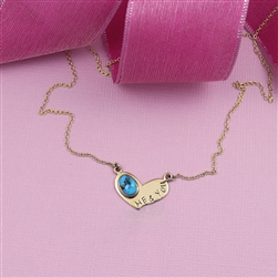 14K Gold & Turquoise Heart