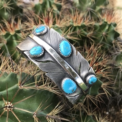Turquoise Feather Cuff