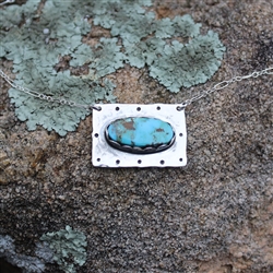 Rectangle Necklace with Oval Turquoise
