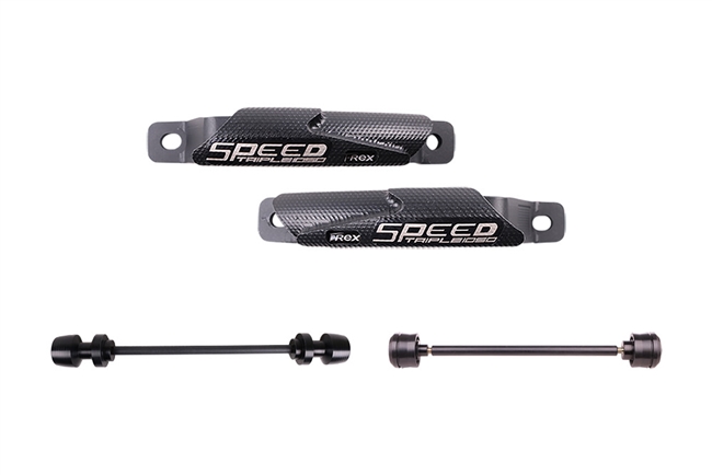 T-Rex Racing 2005 - 2010 Triumph Speed Triple No Cut Frame Front & Rear Axle Sliders