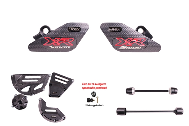 T-Rex Racing 2015 - 2019 BMW S1000XR No Cut Frame Front & Rear Axle Sliders Case Covers Spools