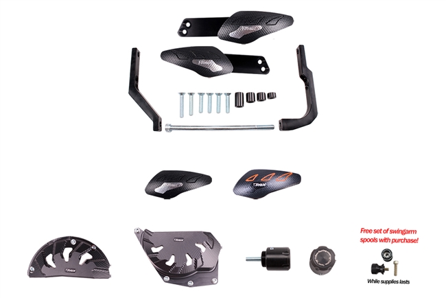 T-Rex Racing 2016 - 2020 KTM RC 390 No Cut Frame Front Axle Sliders Case Covers Spools