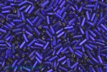 Bugle Bead, Vintage, Czechoslovakian, Hex Cut, 4MM, #2, Silver Lined, Cobalt Blue