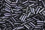 Bugle Bead, 7MM, #3, Czechoslovakian, Vintage, Gun Metal Blue