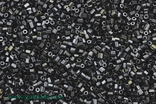 Bugle Bead, Vintage, Czechoslovakian, Hex Cut, 2MM, #1, Black, Lustre