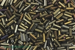 Bugle Bead, Vintage, Czechoslovakian, Hex Cut, 7MM, #3, Metallic, Gray Iris
