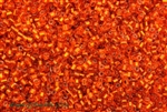 Bugle Bead, Vintage, Czechoslovakian, 2MM, #1, Silver Lined, Medium Orange