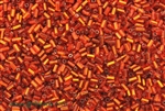Bugle Bead, Vintage, Czechoslovakian, Hex Cut, 2MM, #1, Silver Lined, Dark Orange