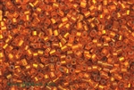 Bugle Bead, Vintage, Czechoslovakian, 2MM, #1, Silver Lined, Medium Orange