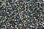 Bugle Bead, 2MM, #1, Czechoslovakian, Vintage, Hex Cut, Green Iris