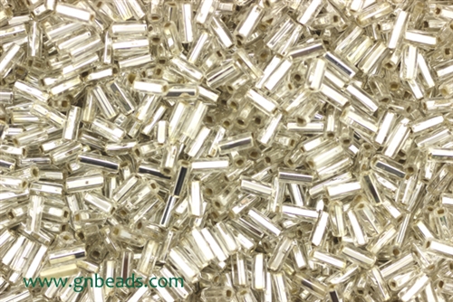 Bugle Bead, Vintage, Czechoslovakian, 4MM, #2, Silver Lined Crystal