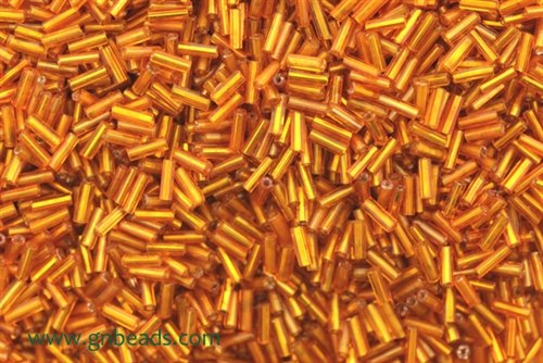 Bugle Bead, Vintage, Czechoslovakian, 4MM, #2, Silver Lined, Dark Orange